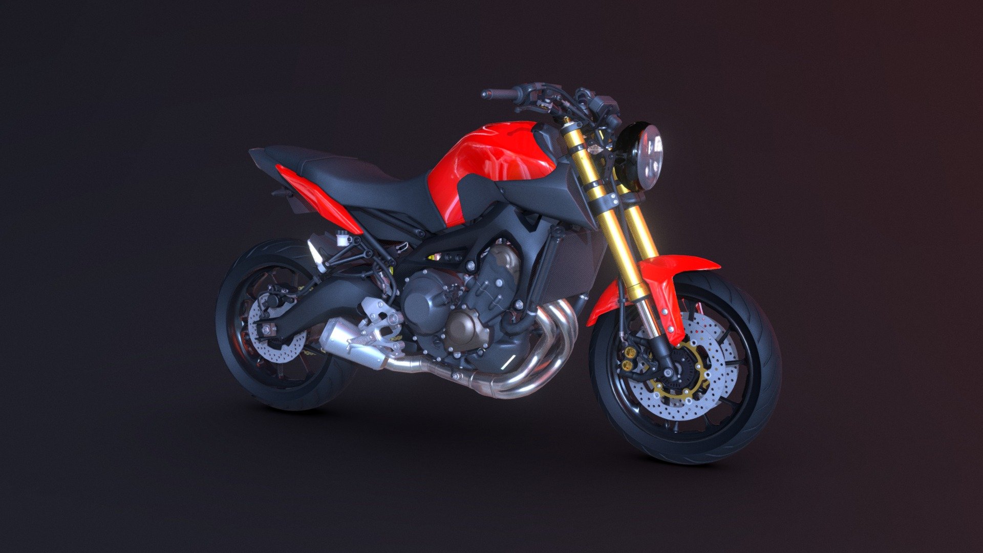 Naked street bike placeholder render